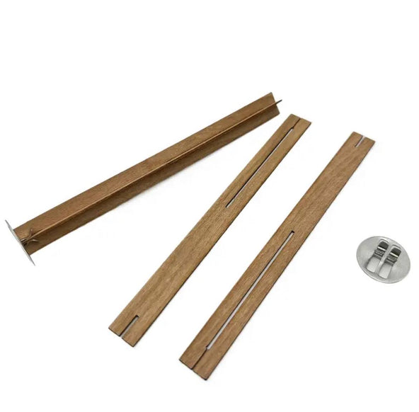 Krzyżykowy drewniany knot 130*12 mm i blaszka, zestaw 5 szt